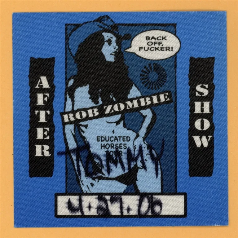 Rob Zombie 2006 Educated Horses Concert Tour After Show Backstage Pass