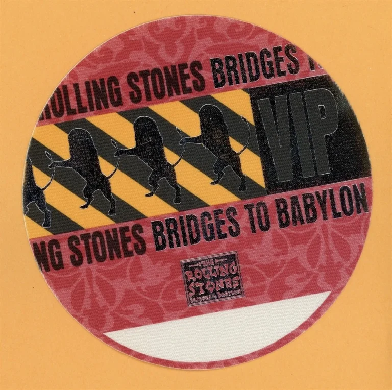 Rolling Stones 1997 Bridges to Babylon Concert Tour VIP Backstage Pass