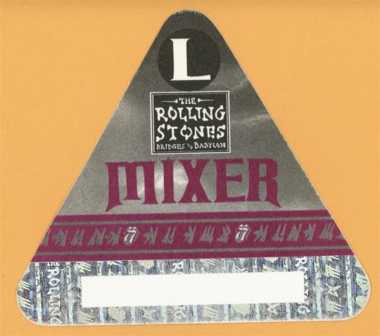 Rolling Stones 1997 Bridges to Babylon Concert Tour Mixer Backstage Pass
