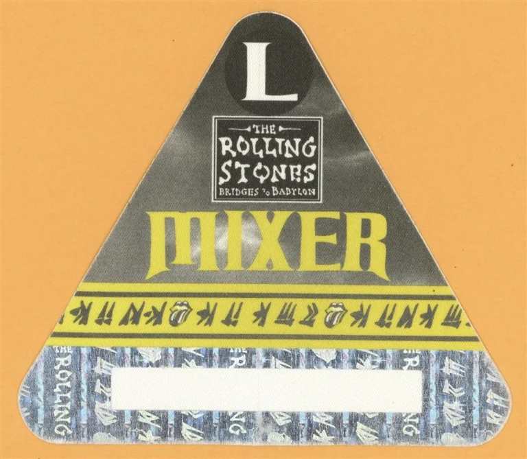 Rolling Stones 1997 Bridges to Babylon Concert Tour Mixer Backstage Pass