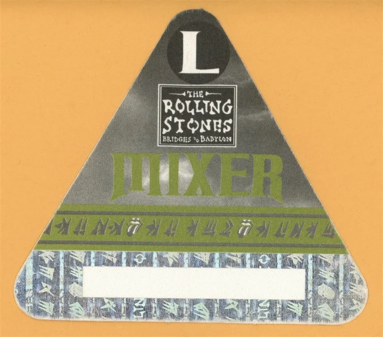 Rolling Stones 1997 Bridges to Babylon Concert Tour Mixer Backstage Pass