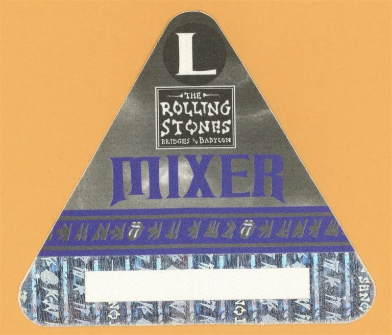 Rolling Stones 1997 Bridges to Babylon Concert Tour Mixer Backstage Pass