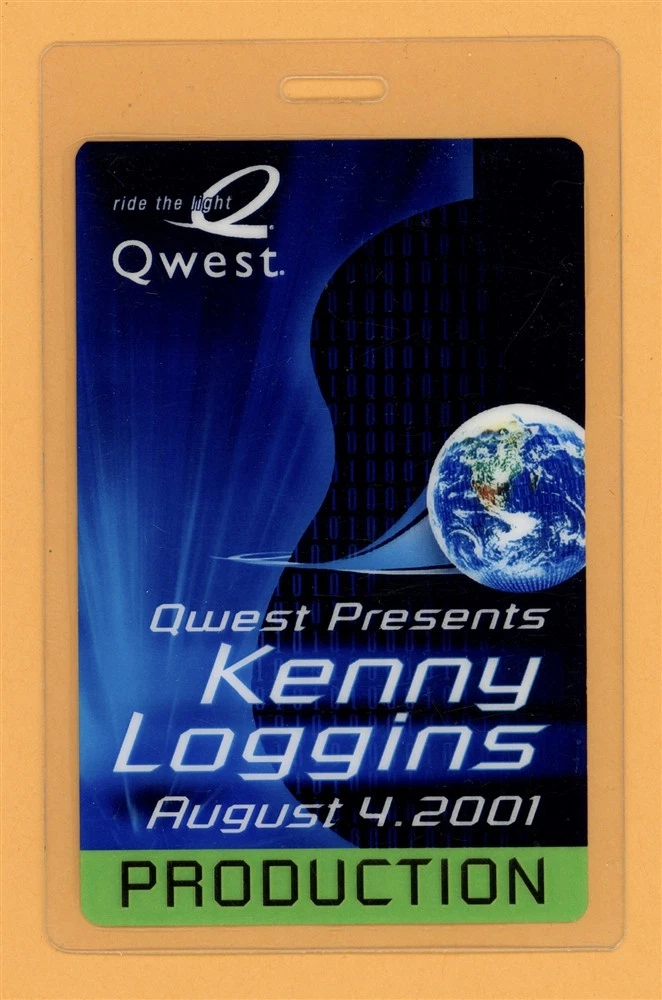 Kenny Loggins 2001 Tour Production Laminated Backstage Pass