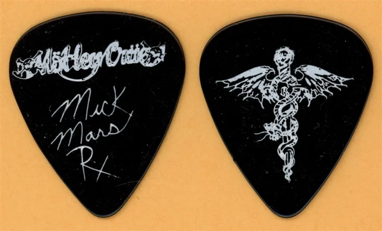 Motley Crue Mick Mars White on Black Guitar Pick - 1989 Dr. Feelgood Tour