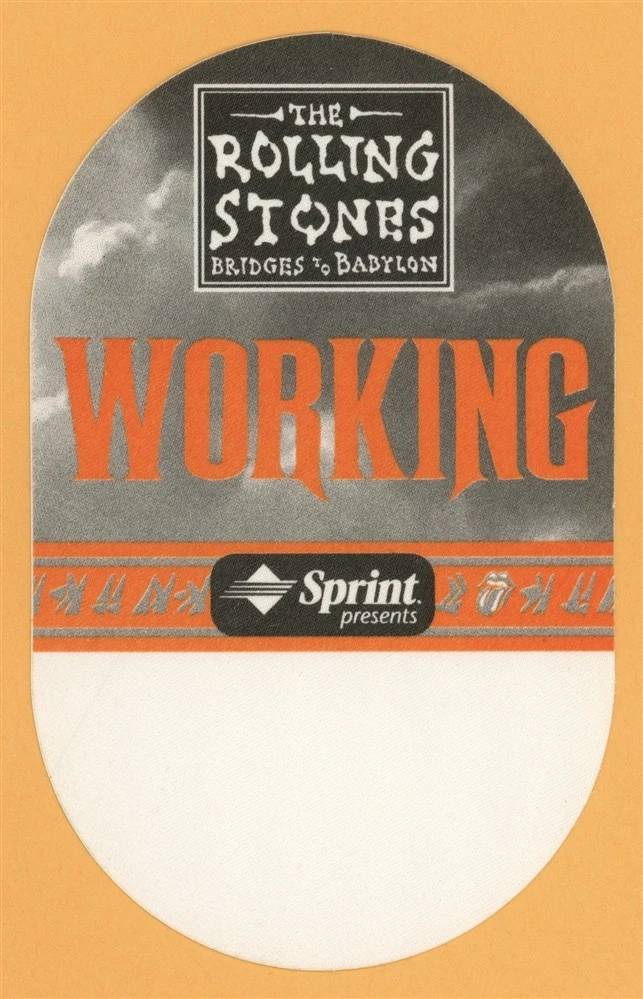 Rolling Stones 1997 Bridges to Babylon Concert Tour Working Backstage Pass