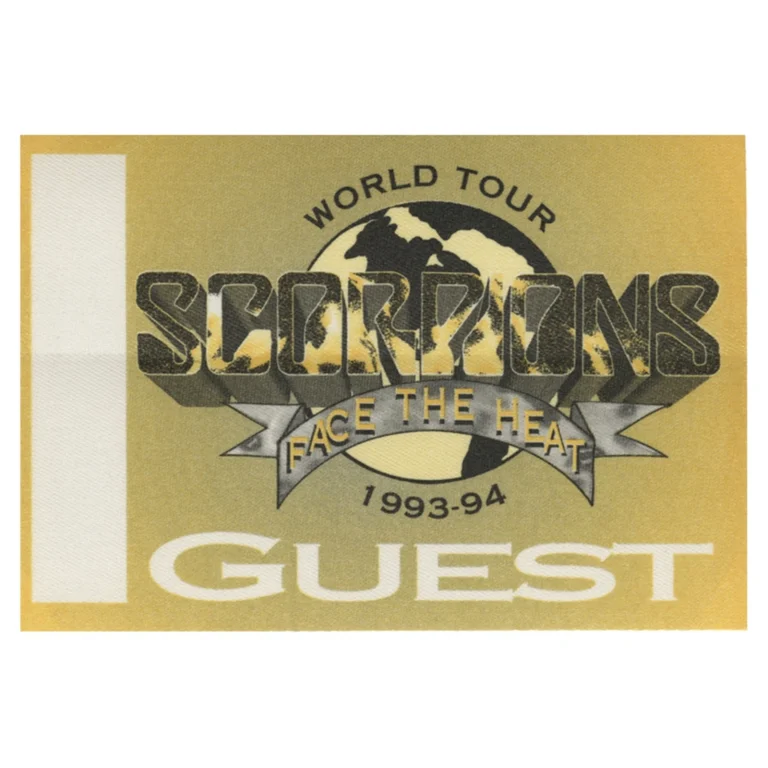 Scorpions 1993 Face the Heat Concert Tour Guest Backstage Pass