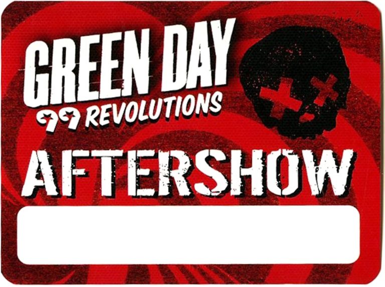 Green Day 2013 99 Revolutions Concert Tour After Show Backstage Pass