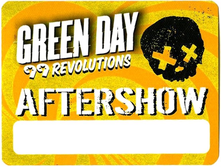 Green Day 2013 99 Revolutions Concert Tour After Show Backstage Pass