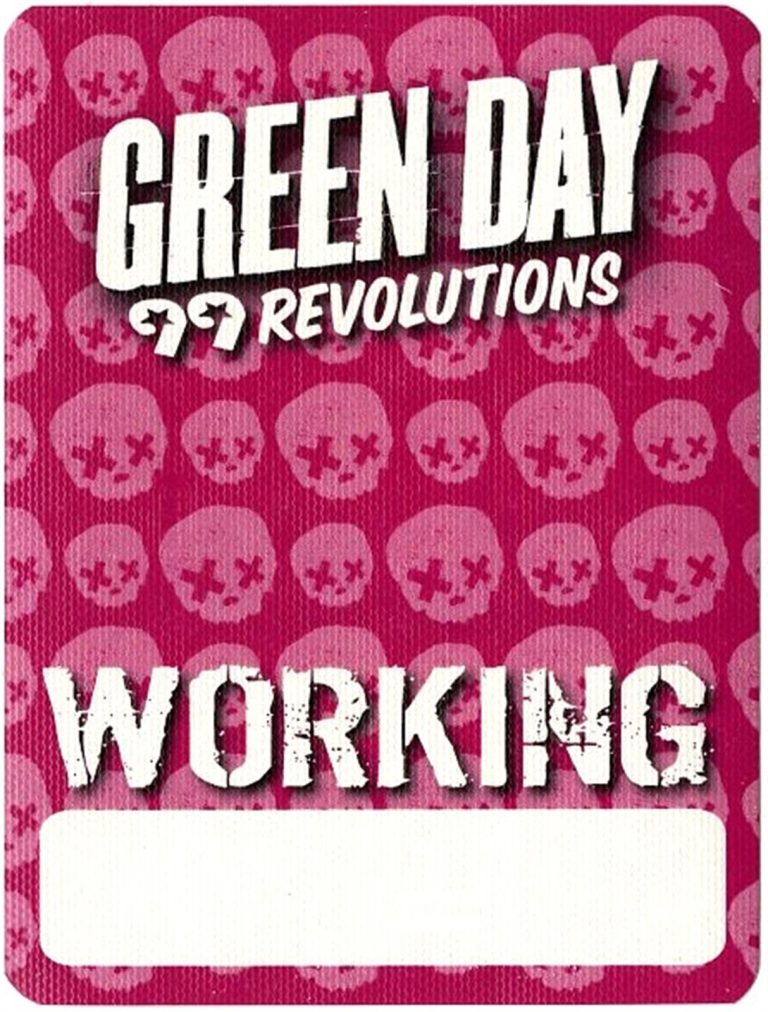 Green Day 2013 99 Revolutions Concert Tour Working Backstage Pass