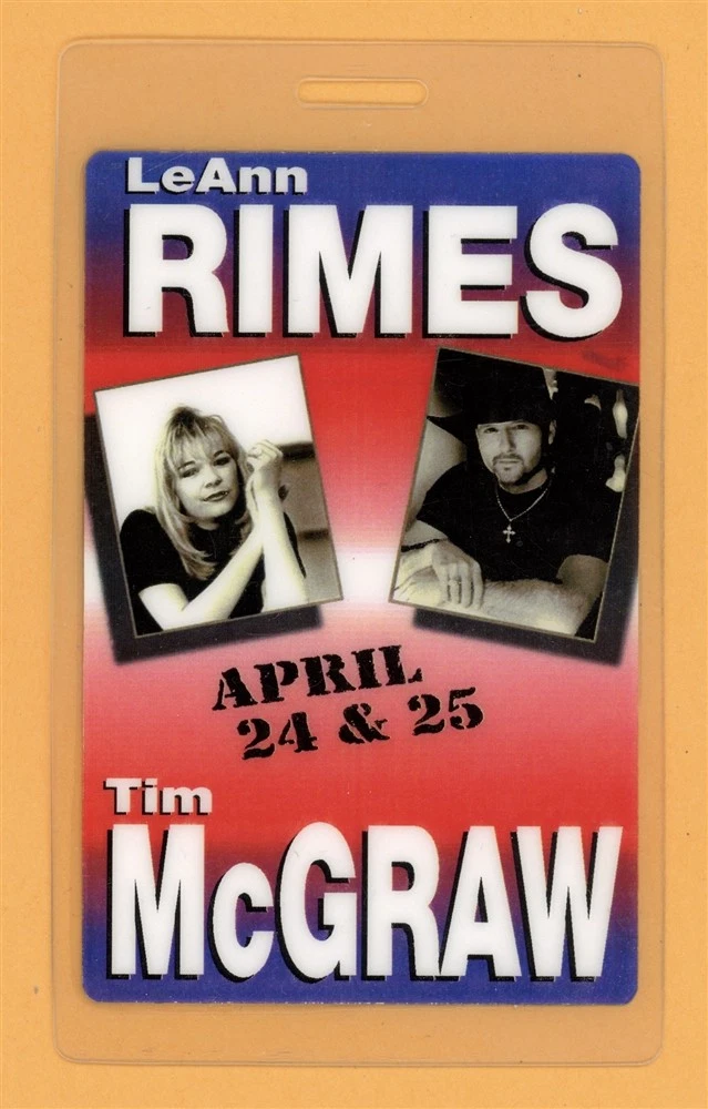 LeAnn Rimes 1999 Tim McGraw Tour All Access Laminated Backstage Pass
