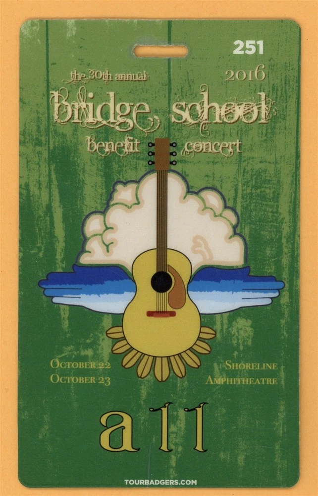 Metallica 2016 Roger Waters 30th Bridge School Tour Laminated Backstage Pass