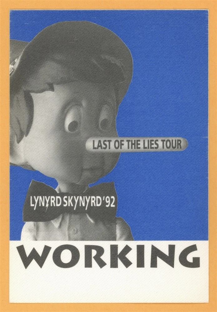 Lynyrd Skynyrd 1992 Last of the Lies Concert Tour Working Backstage Pass