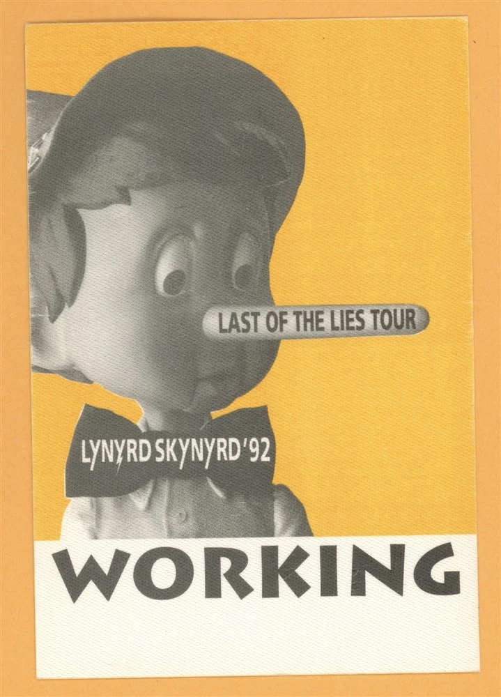 Lynyrd Skynyrd 1992 Last of the Lies Concert Tour Working Backstage Pass