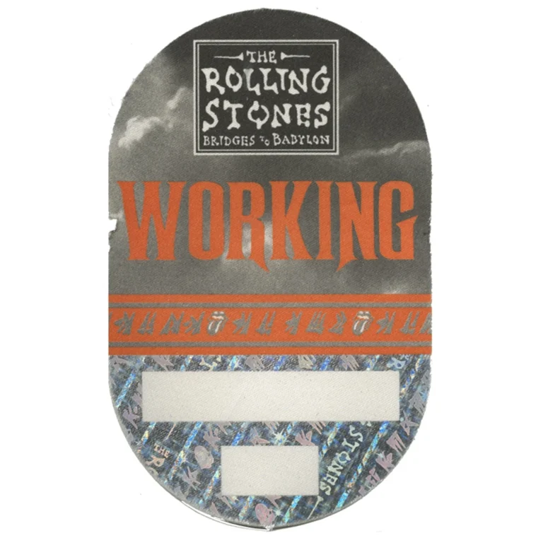 Rolling Stones 1997 Bridges to Babylon Concert Tour Working Backstage Pass