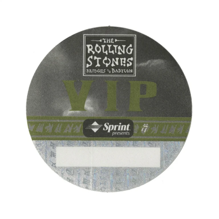 Rolling Stones 1997 Bridges to Babylon Concert Tour VIP Backstage Pass