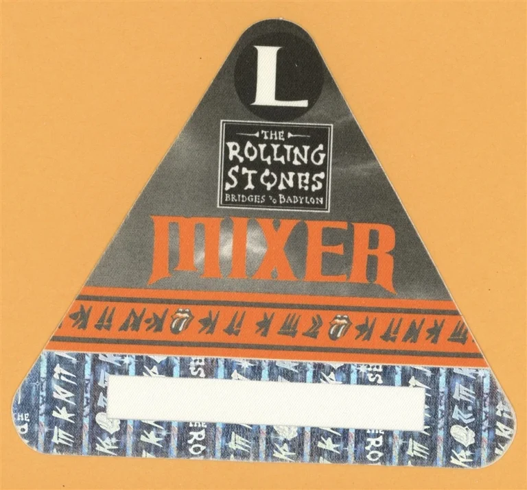 Rolling Stones 1997 Bridges to Babylon Concert Tour Mixer Backstage Pass