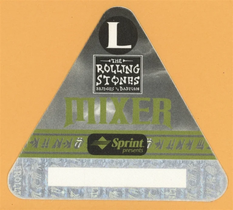 Rolling Stones 1997 Bridges to Babylon Concert Tour Mixer Backstage Pass