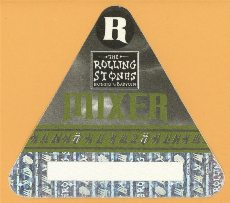 Rolling Stones 1997 Bridges to Babylon Concert Tour Mixer Backstage Pass