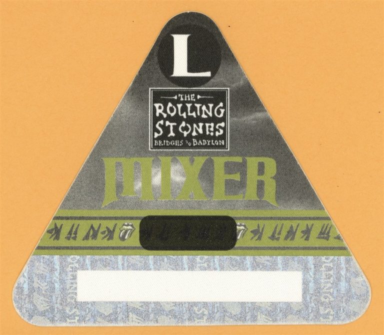 Rolling Stones 1997 Bridges to Babylon Concert Tour Mixer Backstage Pass