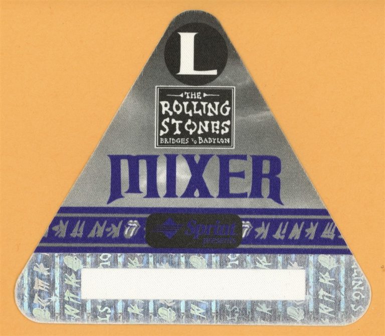 Rolling Stones 1997 Bridges to Babylon Concert Tour Mixer Backstage Pass