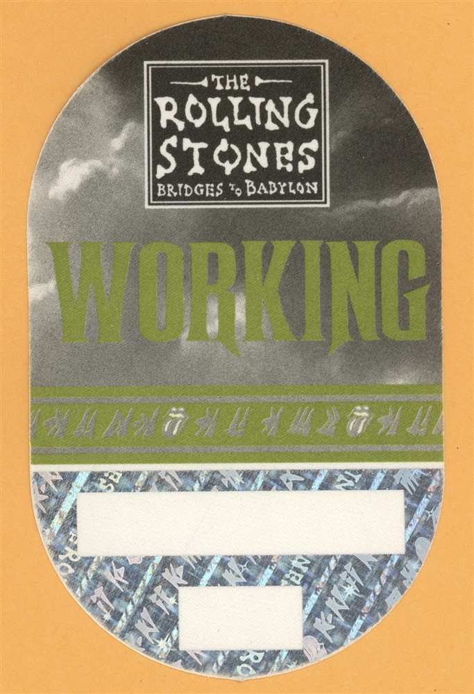 Rolling Stones 1997 Bridges to Babylon Concert Tour Working Backstage Pass