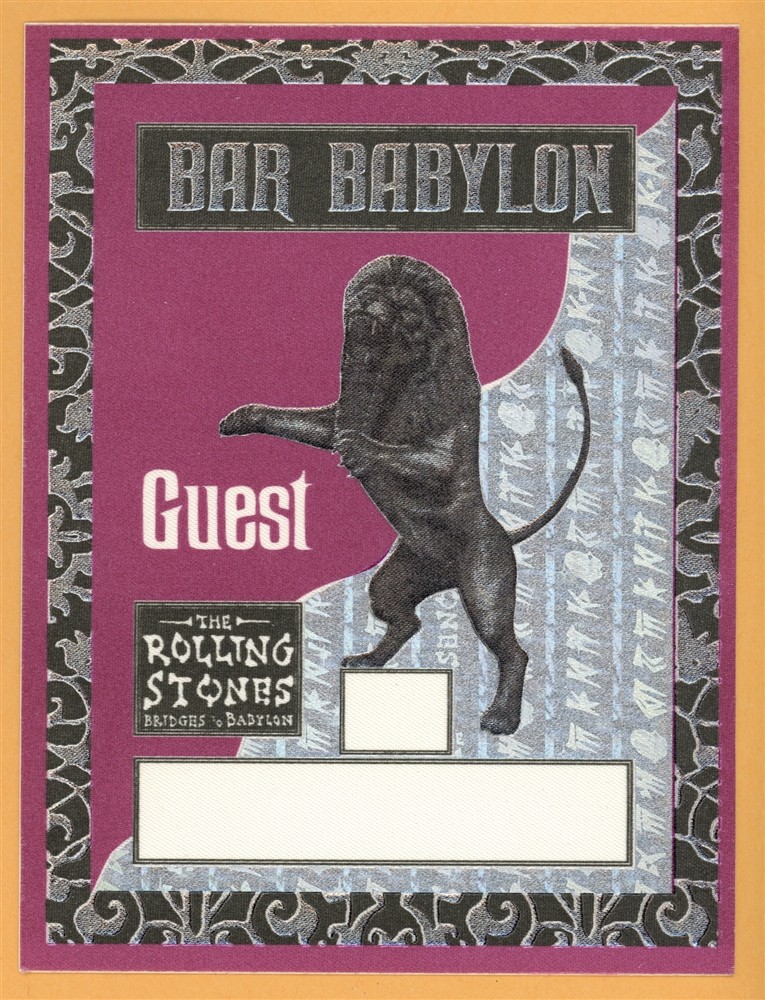 Rolling Stones 1997 Bridges to Babylon Concert Tour Guest Backstage Pass