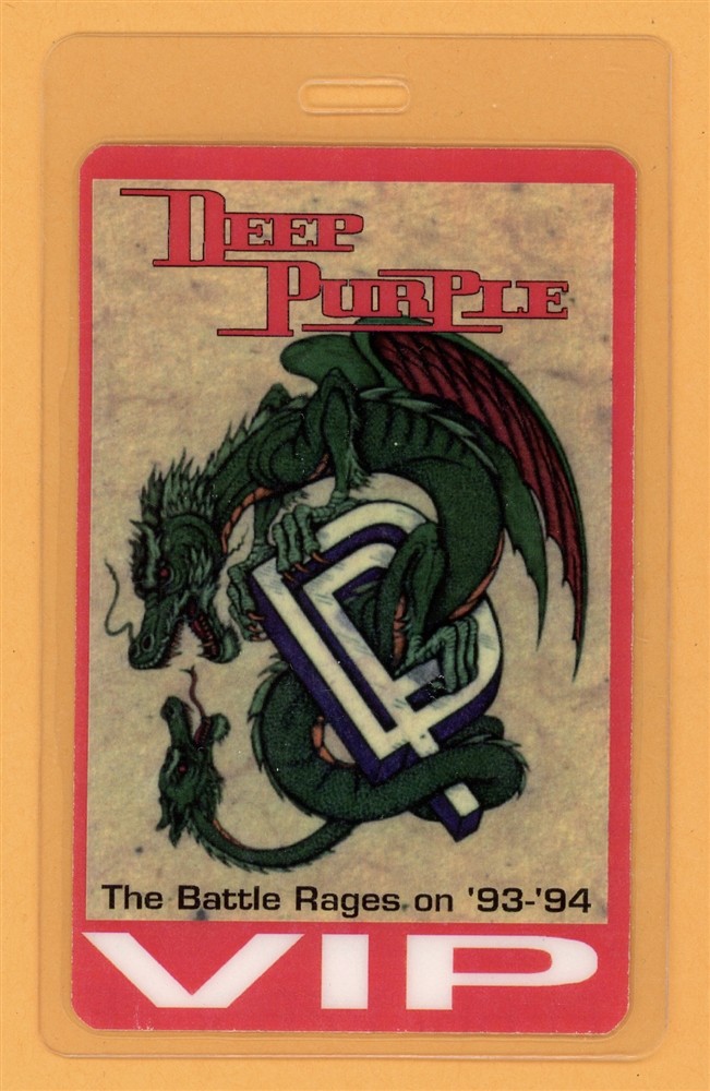 Deep Purple 1993 Battle Rages on Tour VIP Laminated Backstage Pass