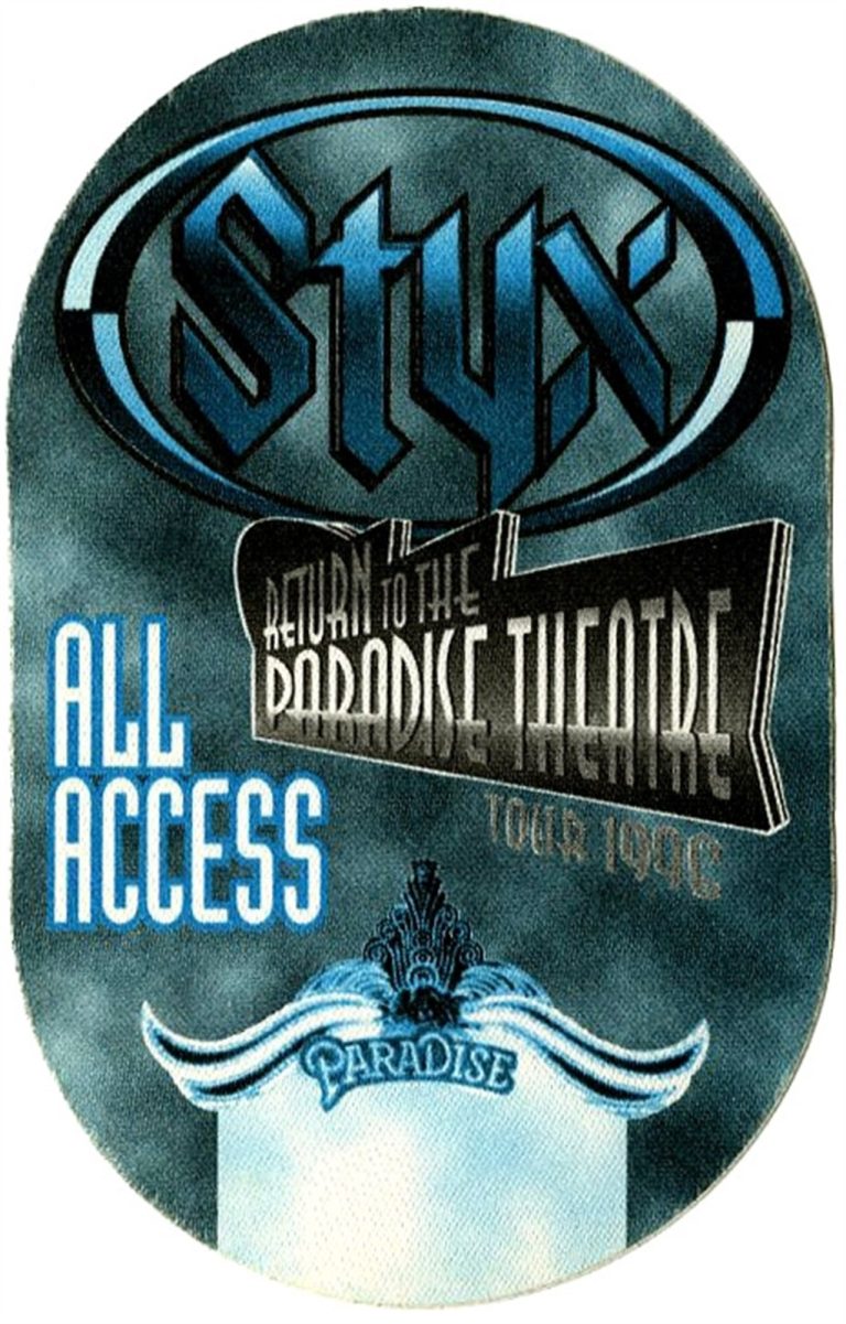 Styx 1996 Return to the Paradise Theatre Concert Tour All Access Backstage Pass
