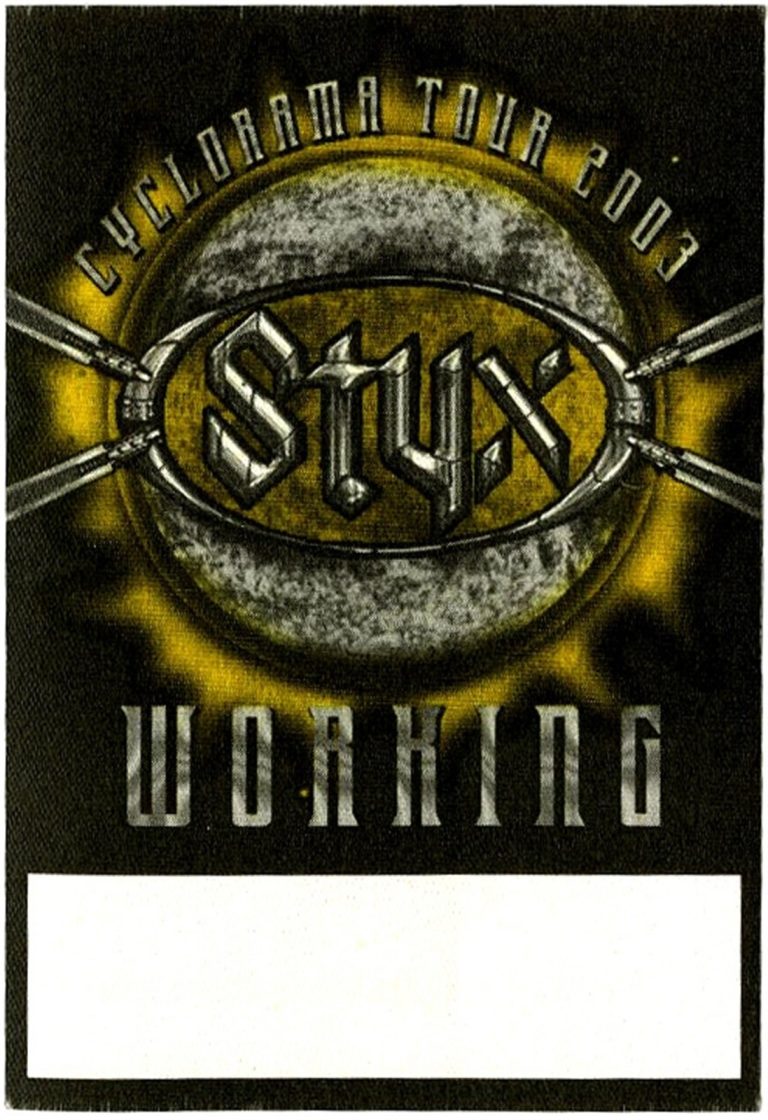 Styx 2003 Cyclorama Concert Tour Working Backstage Pass