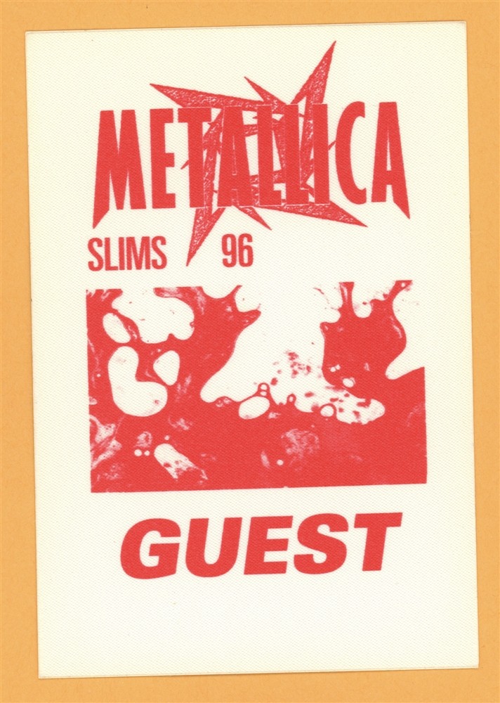 Metallica 1996 Escape From the Studio Concert Tour Guest Backstage Pass