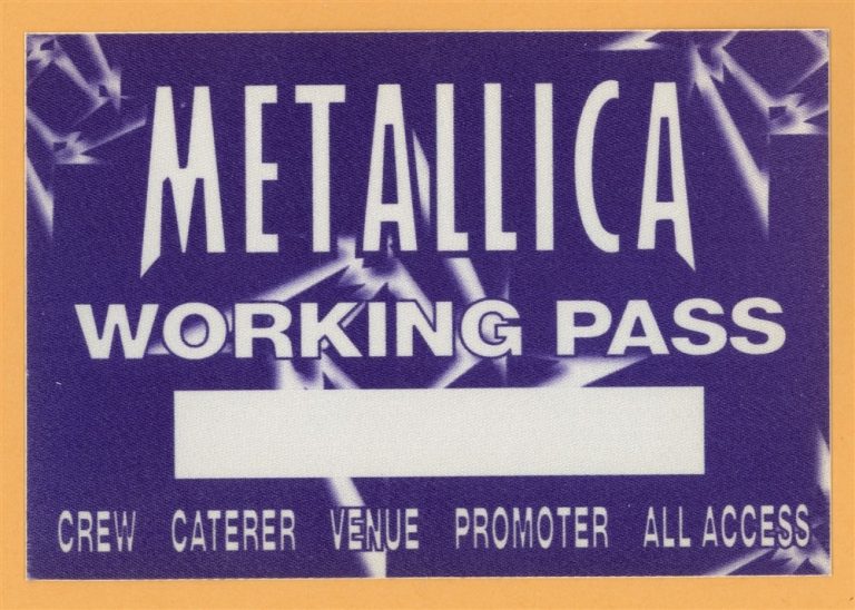 Metallica 1997 Load Concert Tour Working Crew Backstage Pass