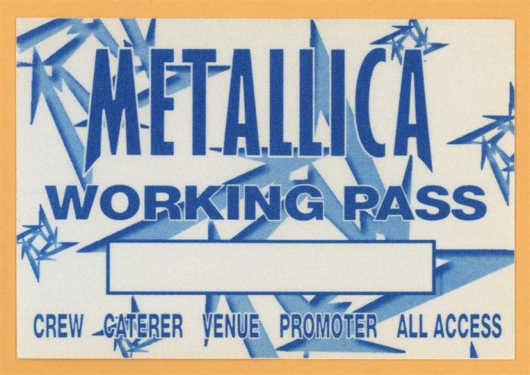 Metallica 1997 Load Concert Tour Working Crew Backstage Pass