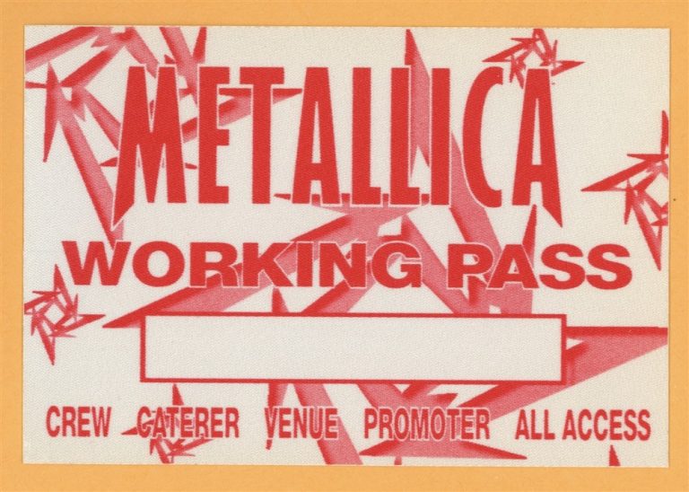 Metallica 1997 Load Concert Tour Working Crew Backstage Pass