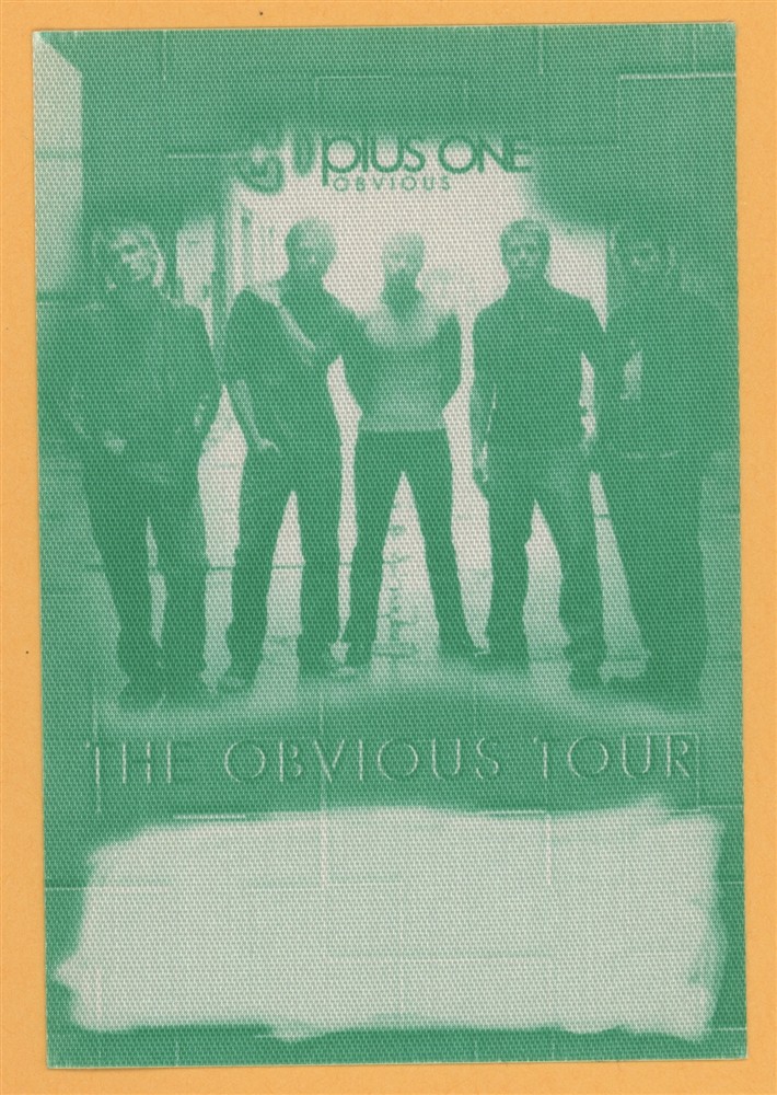 Plus One 2002 The Obvious Concert Tour Backstage Pass
