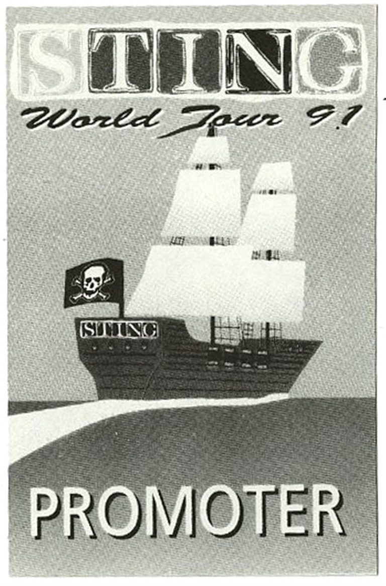 Sting 1991 Soul Cages Concert Tour Promoter Backstage Pass