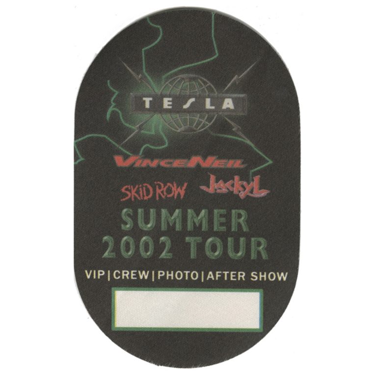 Tesla 2002 Concert Tour w/ Vince Neil, Skid Row & Jackyl VIP Backstage Pass