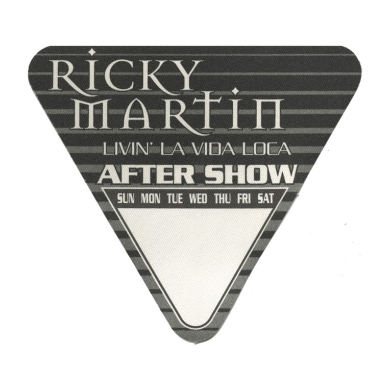 Ricky Martin 1999 Livin La Vida Loca Concert Tour Aftershow Backstage Pass