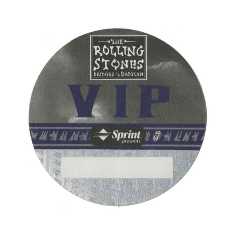 Rolling Stones 1997 Bridges to Babylon Concert Tour VIP Backstage Pass