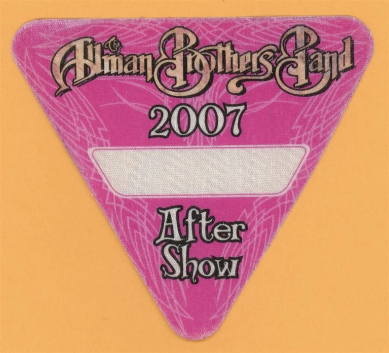 Allman Brothers 2007 Concert Tour After Show Backstage Pass