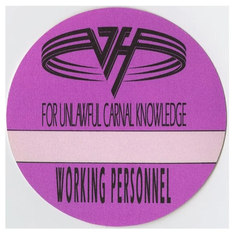 Van Halen 1991 For Unlawful Carnal Knowledge Concert Tour Working Backstage Pass