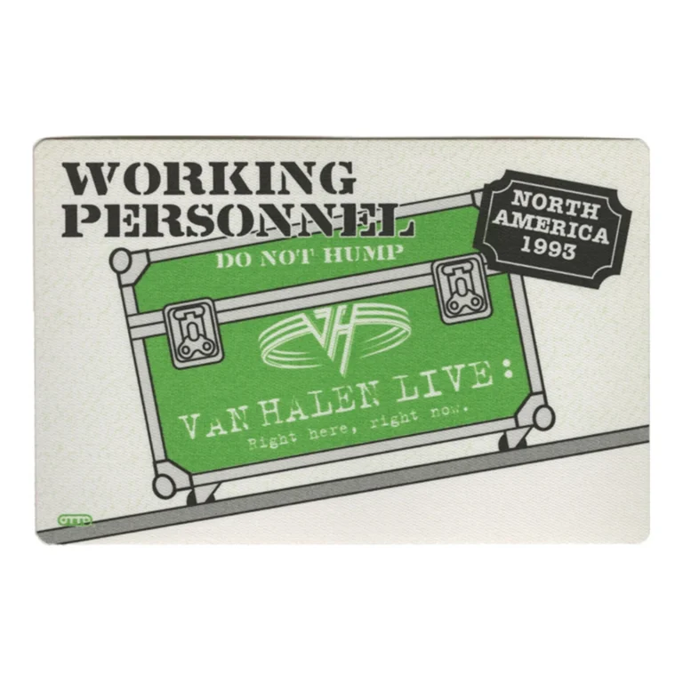 Van Halen 1993 Right Here Right Now Concert Tour Working Backstage Pass - USA