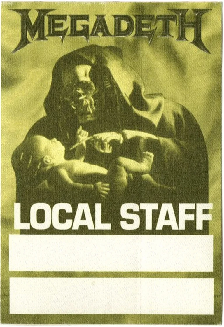 Megadeth 1994 Youthanasia Concert Tour Local Staff Backstage Pass