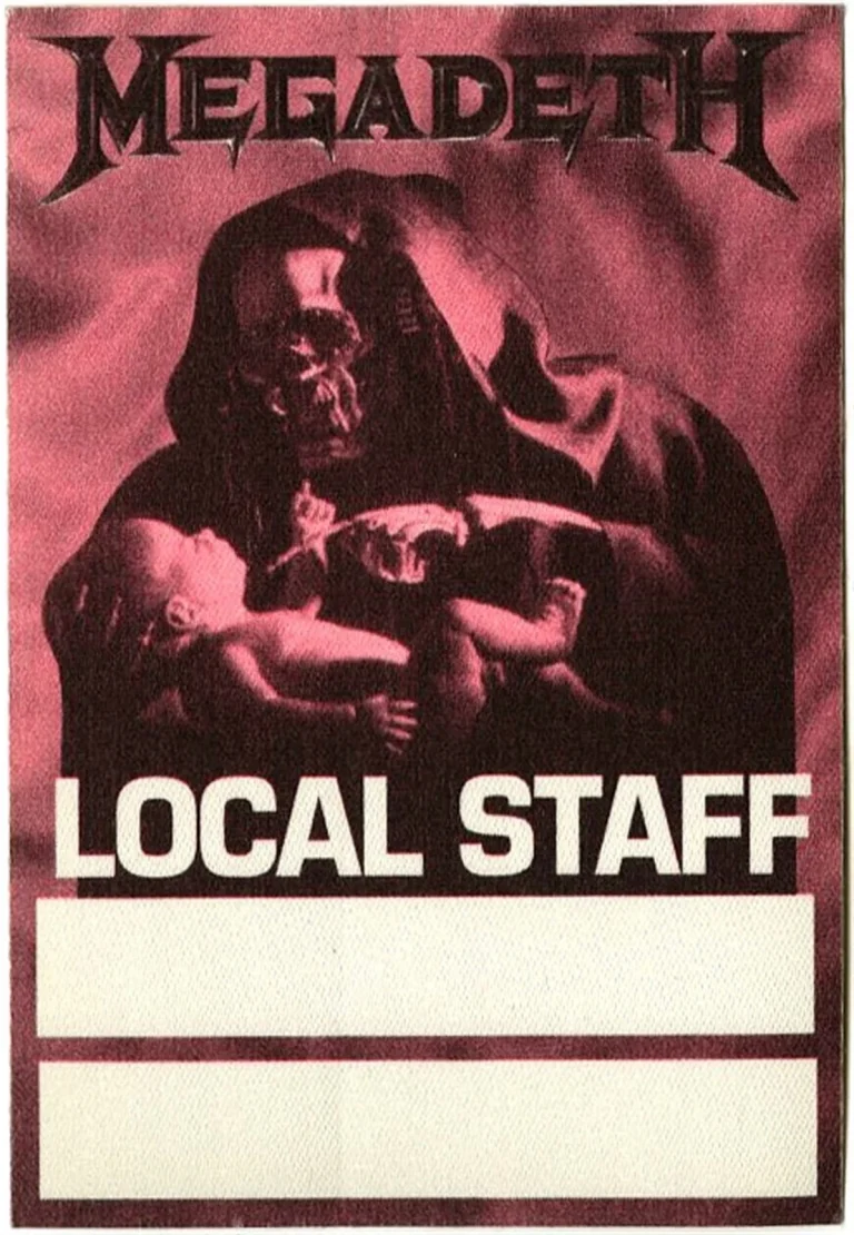 Megadeth 1994 Youthanasia Concert Tour Local Staff Backstage Pass
