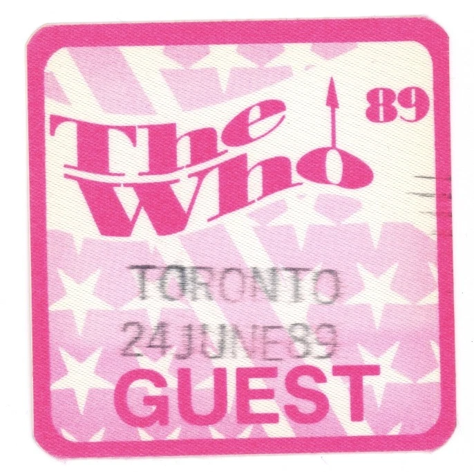 The Who 1989 25th Anniversary Tour TORONTO Guest Backstage Pass