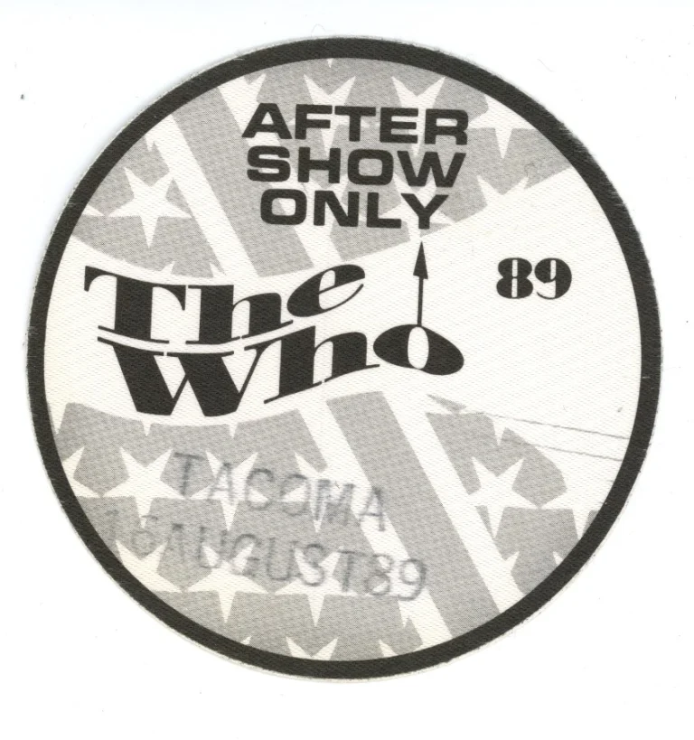 The Who 1989 25th Anniversary Tour TACOMA After Show Only Backstage Pass