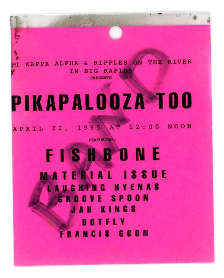Fishbone Laminated Backstage Pass - 1995 Pikapalooza Too Tour