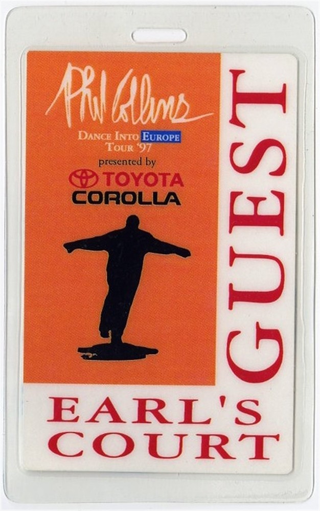 Phil Collins 1997 Laminated Backstage Pass Dance Into Europe Tour Earl's Court