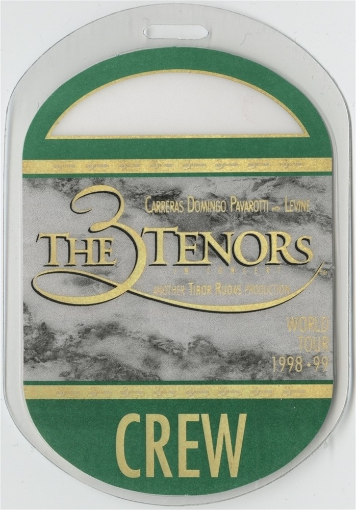 Plácido Domingo, Luciano Pavarotti 1998 3 Tenors Tour Laminated Backstage Pass