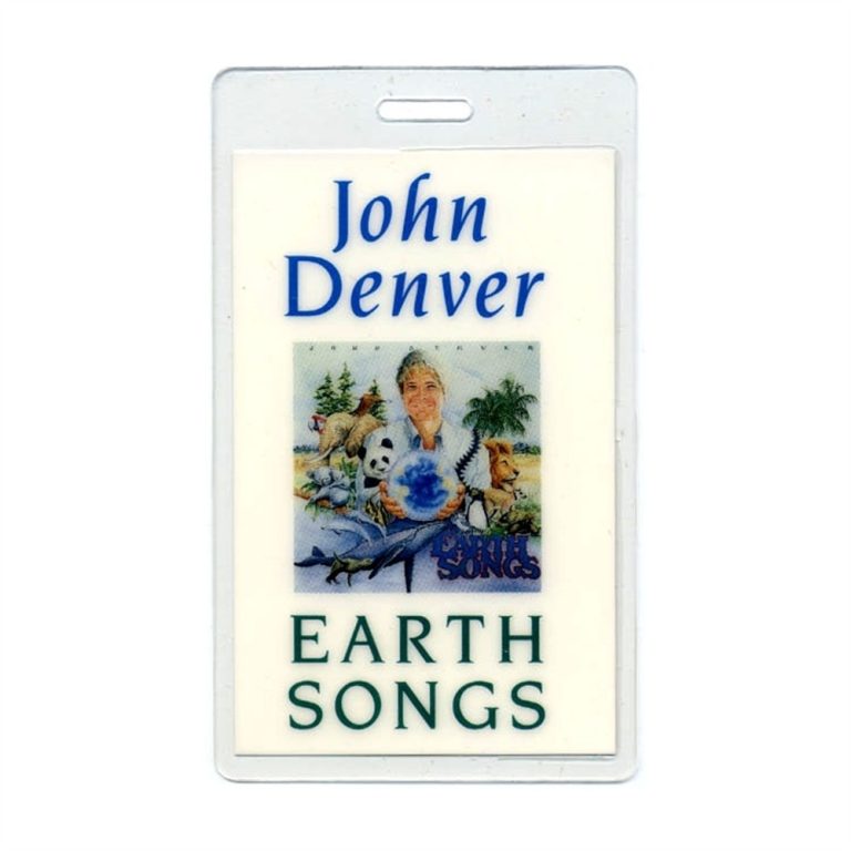 John Denver 1990 Laminated Backstage Pass Earth Songs Tour Vintage