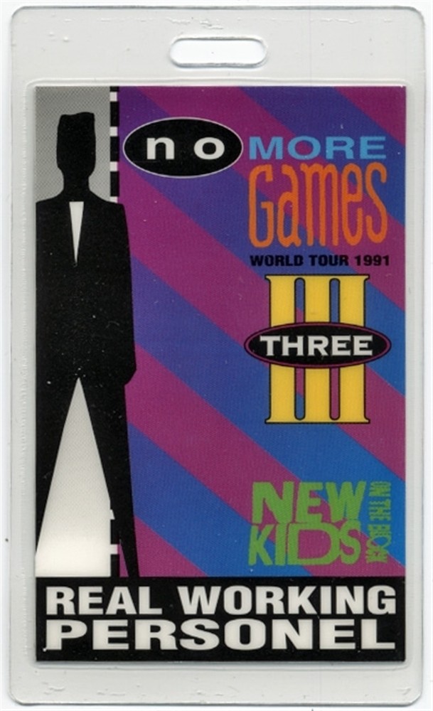 New Kids on the Block 1991 Laminated Backstage Pass No More Games Tour